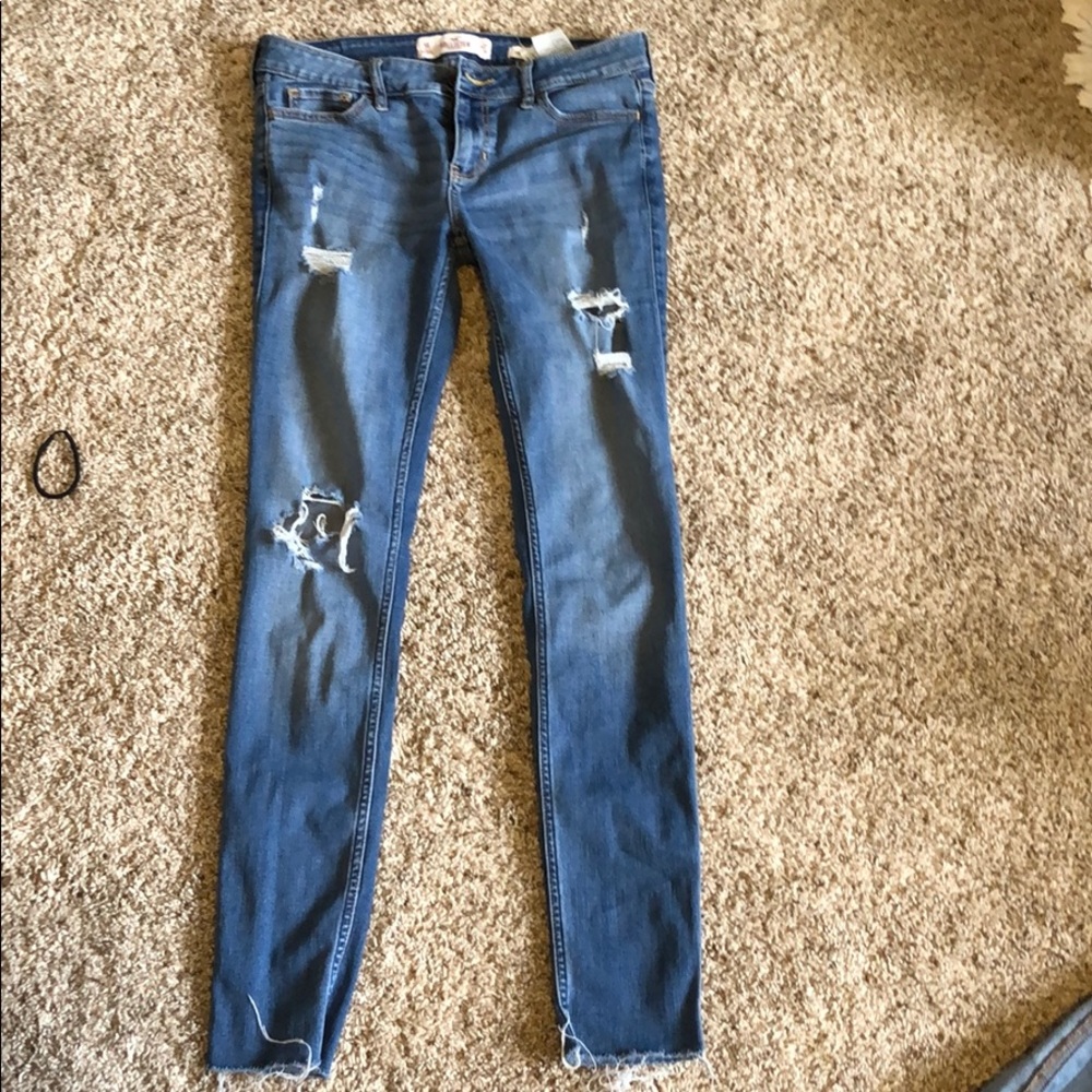 Hollister ripped light skinny jeans